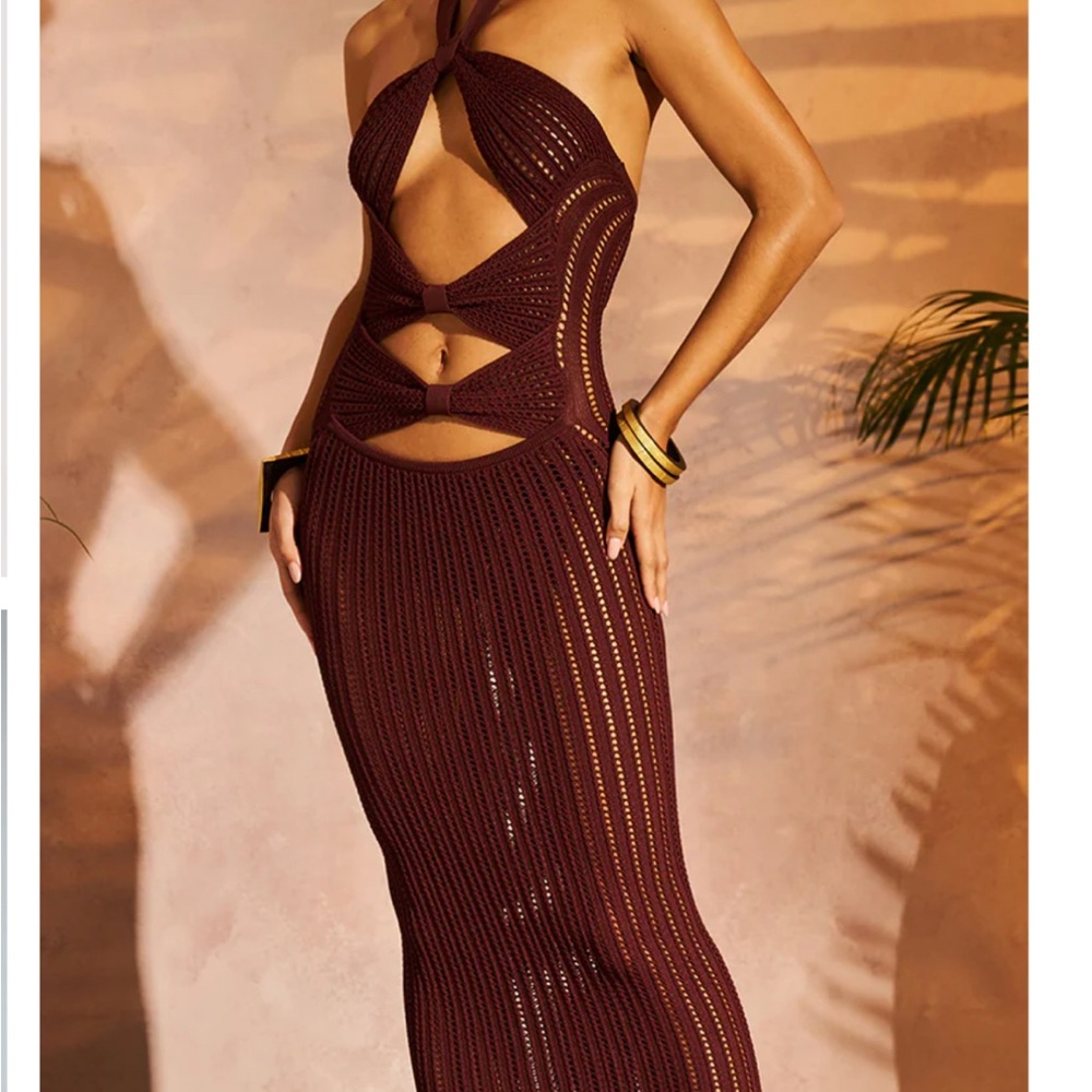 Chic Backless Brown Knit Dress